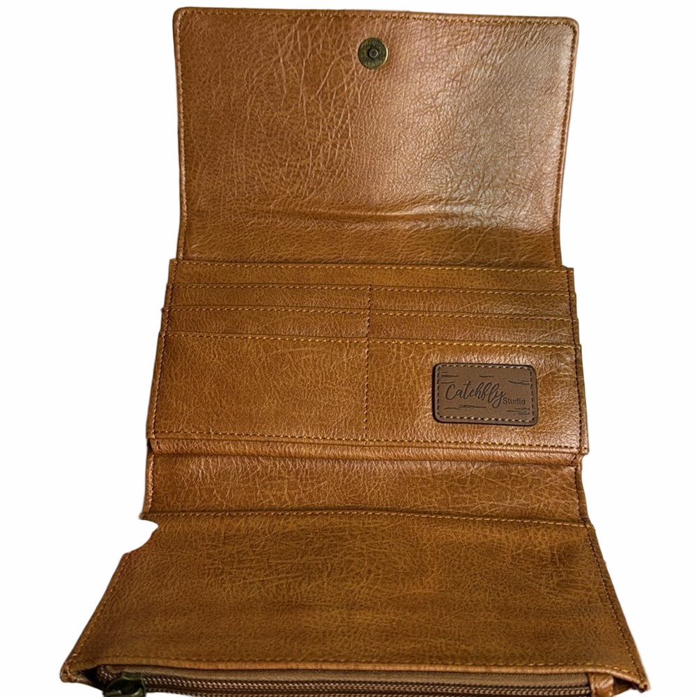 Catchfly Brown Metallic Large Flap Wallet NWT - Picture 6 of 9